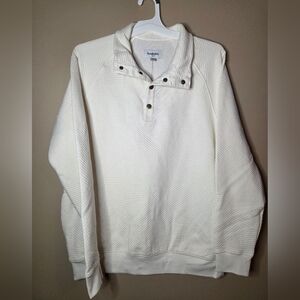Goodfellow & Co Ivory Quilted Quarter Snap Mock Neck Sweatshirt NWT
